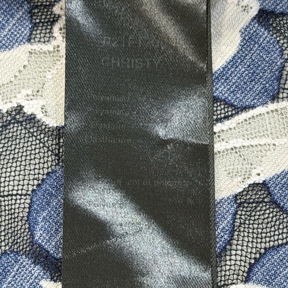 Anne Fontaine Christy Lace Blouse Navy Polka Dot Mesh Floral Shawl Collar L / 44 - Picture 6 of 16